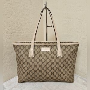 Gucci GG Coated Canvas Top Zip Tote Bag AUTHENTIC